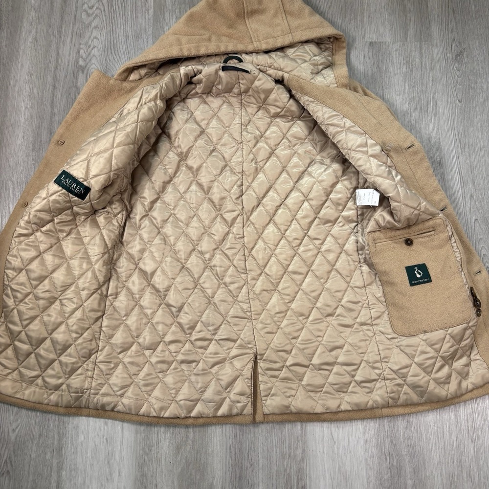 Lauren Ralph Lauren Women's Wool Blend‎ Hooded Coat Camel Tan Size 16R - Picture 4 of 12